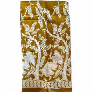 khaddi cotton handloom white & green (ikkat pattern)