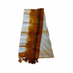 dhakai ikkat (cream base red & golden print)